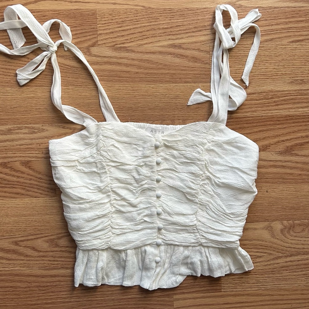 Astr the Label Womens Duffy Top in White Cami Crop Blouse Size Small Ruffle